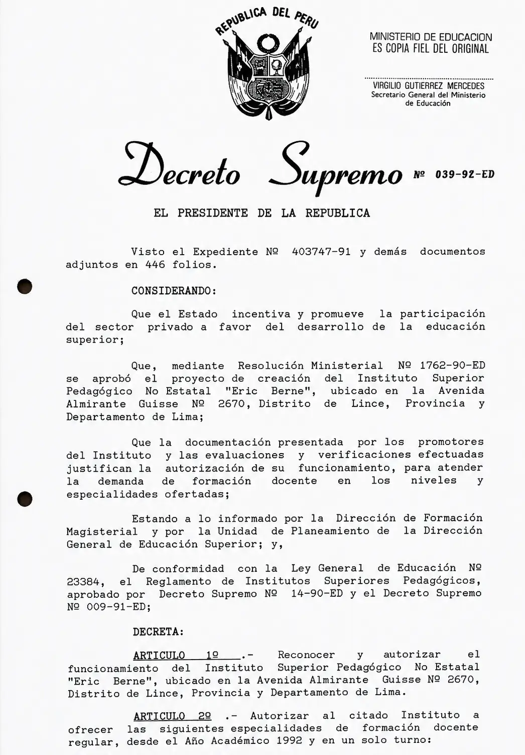 Resolución Ministerial Página 1